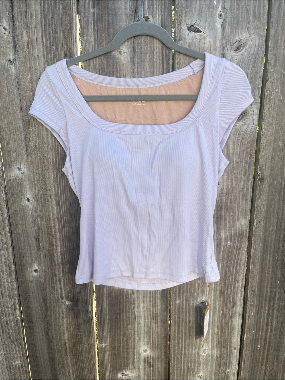 OGL Scoop Neck Short Sleeve Top in Light Lavender